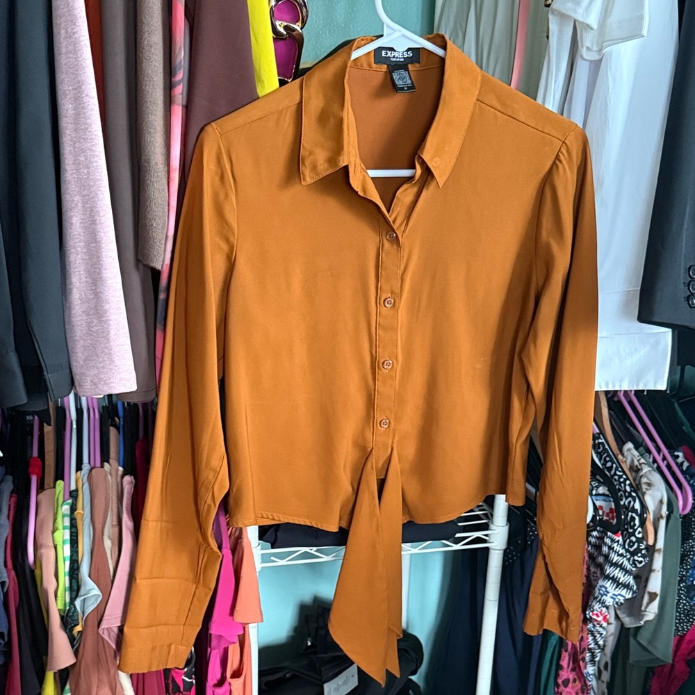 Express Women's Rust Button-Down Shirt